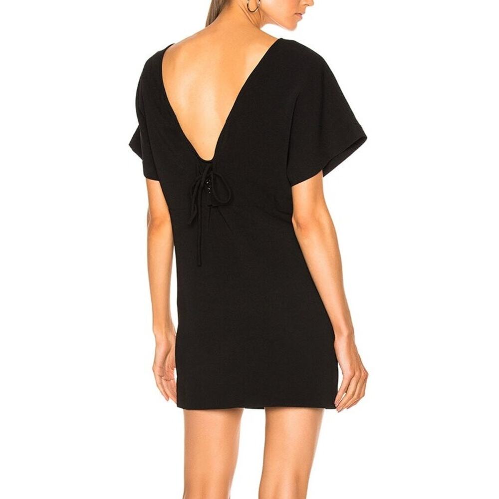 IRO Imany Black Deep V Back Lace Up Mini Dress Party Cocktail